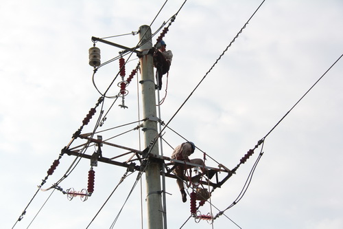 國網霞浦供電公司加裝線路避雷器，保障兩節期間電網可靠性