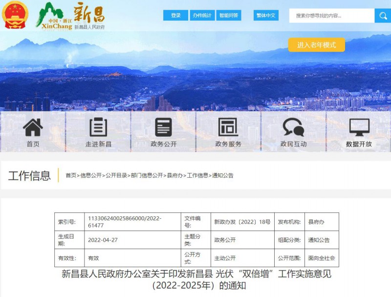 浙江新昌：大力推進工商業建筑屋頂光伏，全縣現有黨政機關、事業單位等公共建筑屋頂實現100%安裝