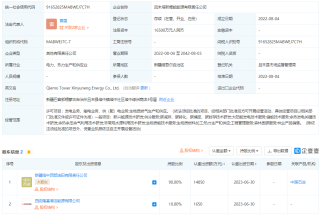 中國石油、隆基投資成立能源公司