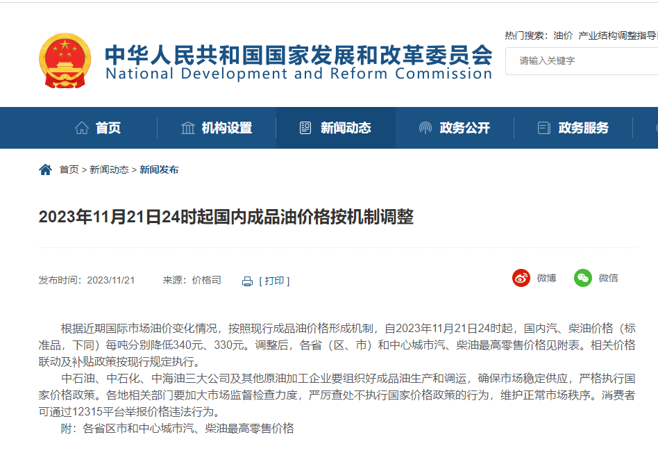 今晚，油價下調!附各省汽、柴油最高零售價