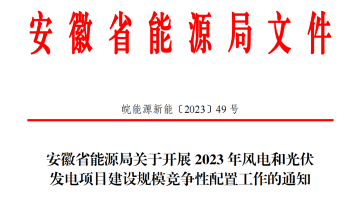 150萬千瓦！安徽省2023年風電項目建設規模競配方案公布